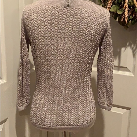 Light gray Ann Taylor open weave sweater - Picture 6 of 8